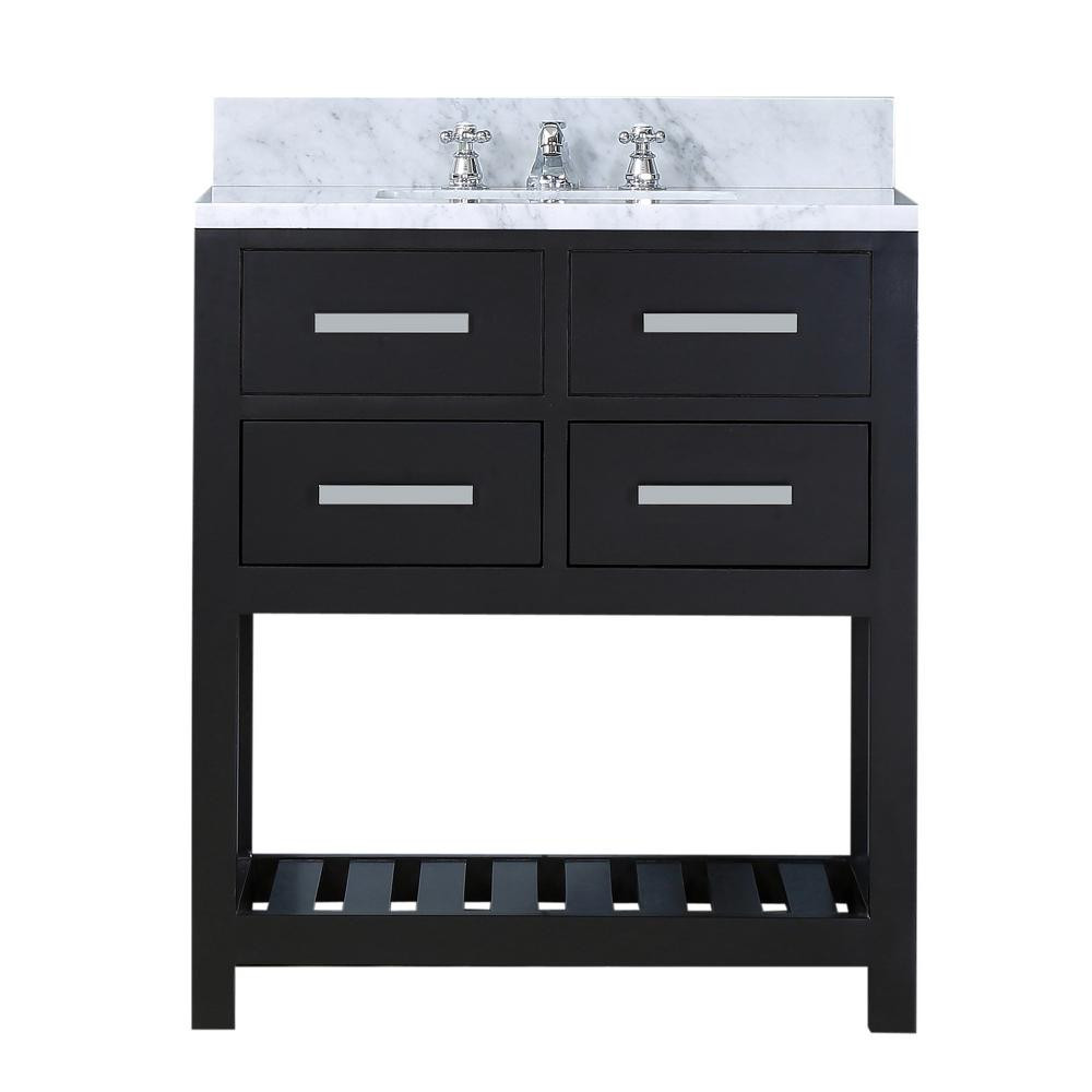 30 in. Vanity in Espresso with Marble Vanity Top in Carrara White | The Home Depot