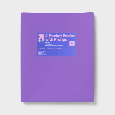2 Pocket Plastic Folder with Prongs Purple - up&up™: School Supplies, Polypropylene, 50 Sheet Capacity, 2 Internal Pockets | Target
