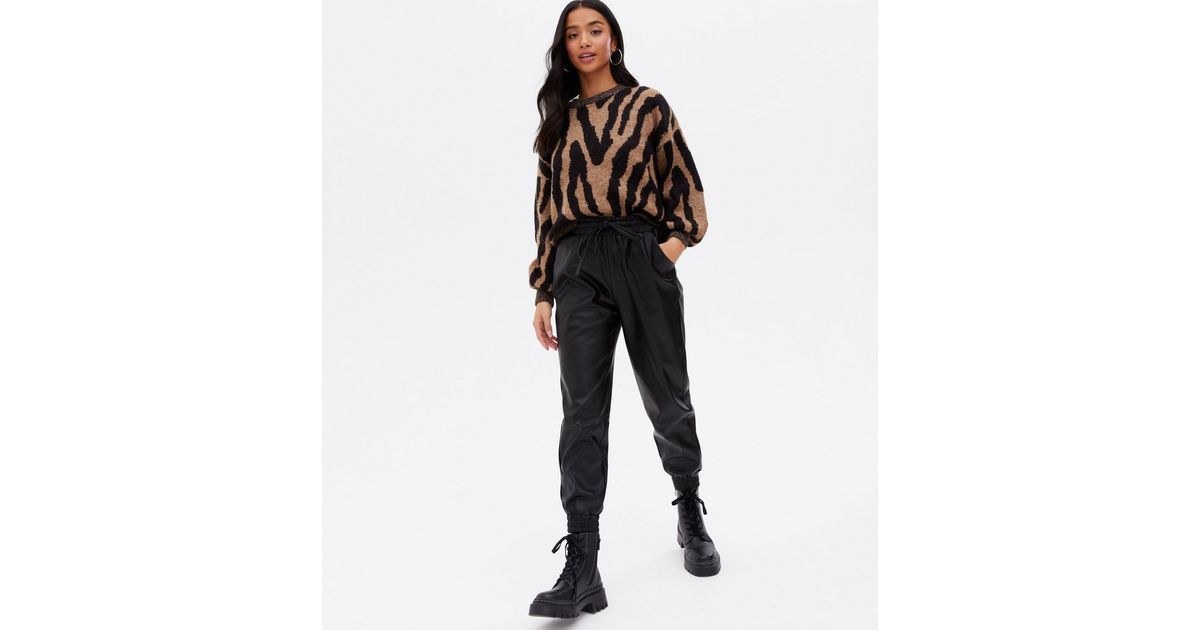 Petite Black Leather-Look Tie Waist Joggers
						
						Add to Saved Items
						Remove from Sav... | New Look (UK)