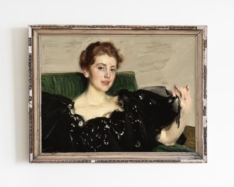 Woman portrait painting, portrait wall art, antique print, woman painting, vintage portrait, vint... | Etsy (US)