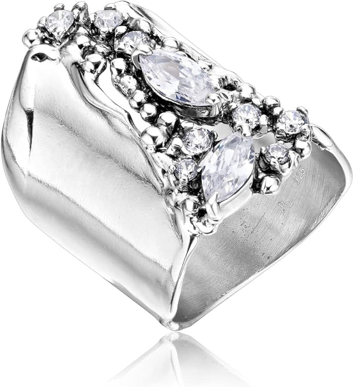 JEAN RACHEL JEWELRY 925 Sterling Silver Ring - Shield Ring with Cubic Zirconia - Vintage Design S... | Amazon (US)