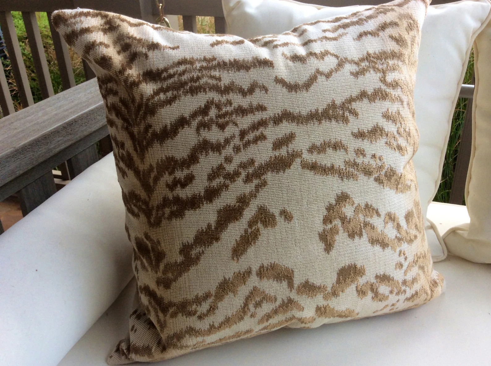 Cowtan and Tout Pillow Cover "rajah" in Beige Tiger -tan Velvet Backing - Etsy | Etsy (Global)