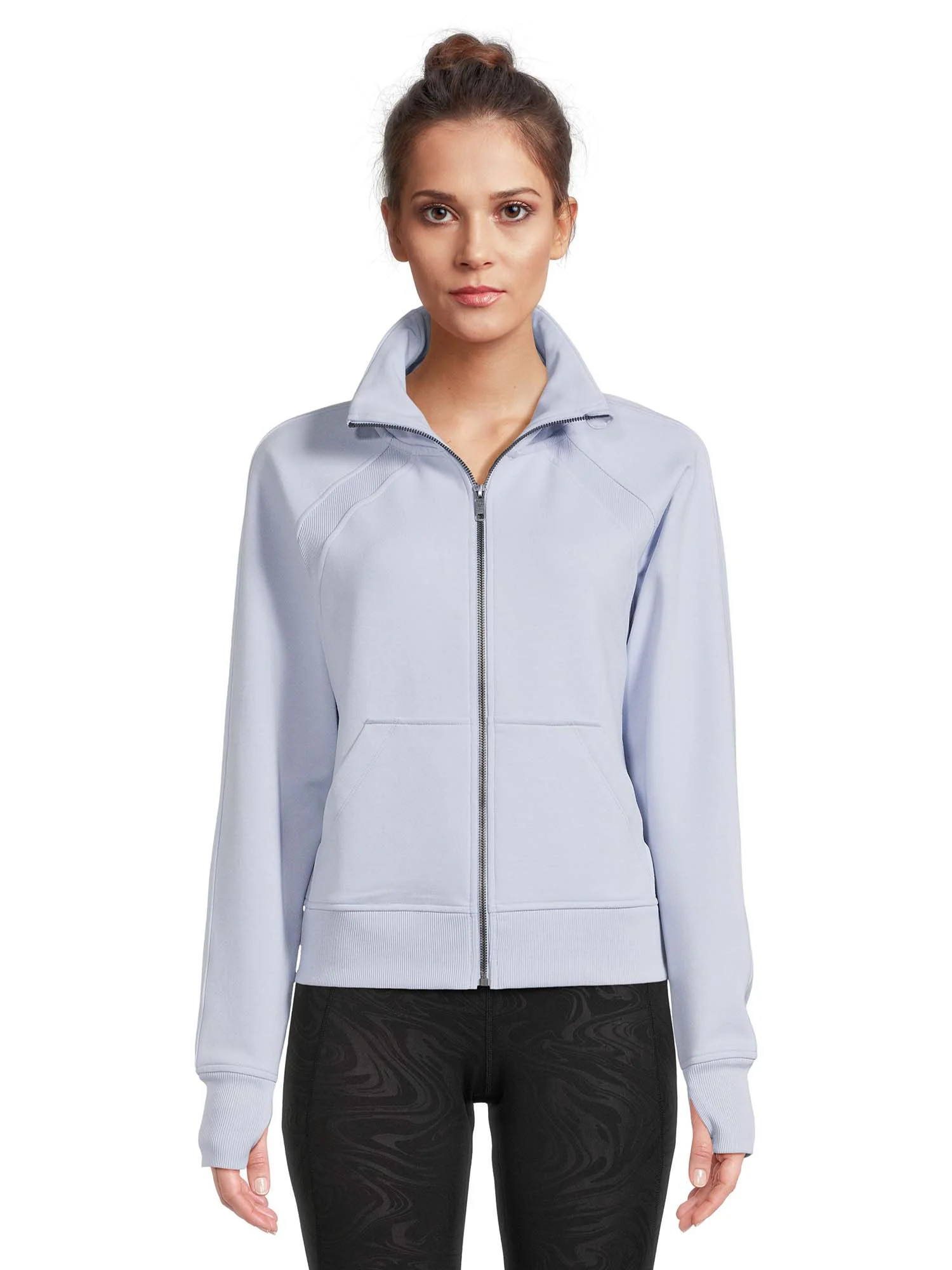 Avia Women's Plush Mixed Rib Mock Neck Full Zip Jacket | Walmart (US)