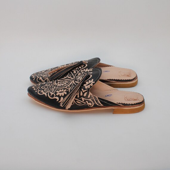 Handmade leather mule slippers for women, moroccan womens slippers, leather mule sandals women 20... | Etsy (US)