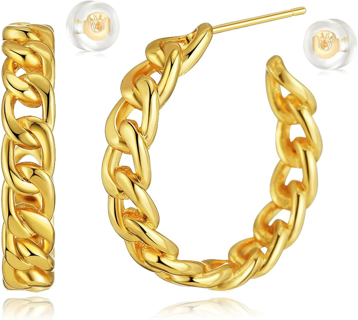 ORNAPEADIA Gold Hoop Earrings for Women Stud Half Open 18K Gold Filled Small Simple Hypoallergeni... | Amazon (US)