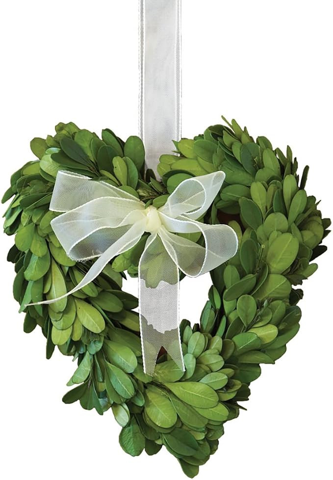 Napa Home & Garden 6-inch Heart Shaped Preserved Boxwood Wreath with Ribbon | Amazon (US)