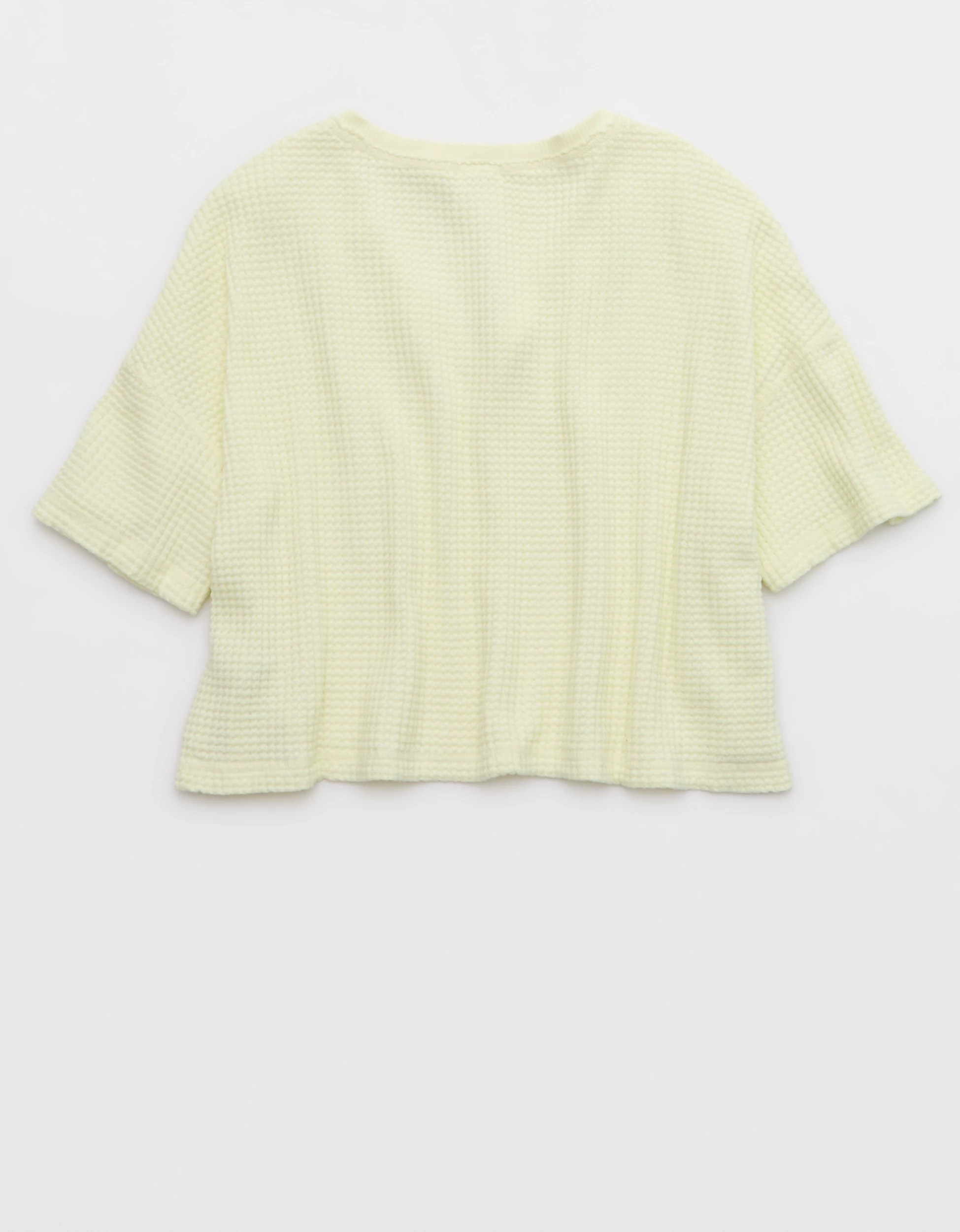 OFFLINE By Aerie Wow! Waffle V Neck Cropped Short Sleeve T-Shirt | Aerie