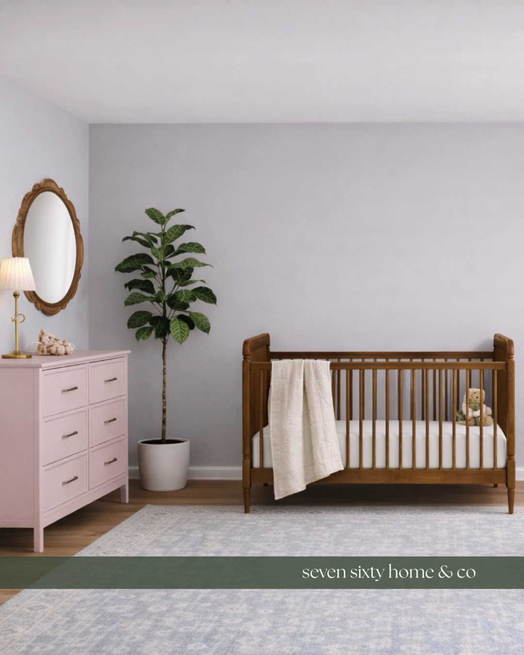 Nurseries often become the quietest rooms in the house. A soft space where mornings start slowly and evenings end with stories and soft light.

This classic cottage nursery features a warm wood crib, soft neutral rug, blush dresser, and simple greenery to create a calm, cozy baby room that feels collected and peaceful.

Great inspiration for nursery design ideas, cottage nursery decor, traditional baby rooms, and warm neutral nursery styling. 

 #LTKHome #LTKBaby #LTKKids