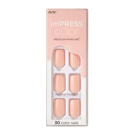 Impress Color Press On Nails, No Glue Needed, Light Pink, Short Squoval, 30 Ct. | Walmart (US)