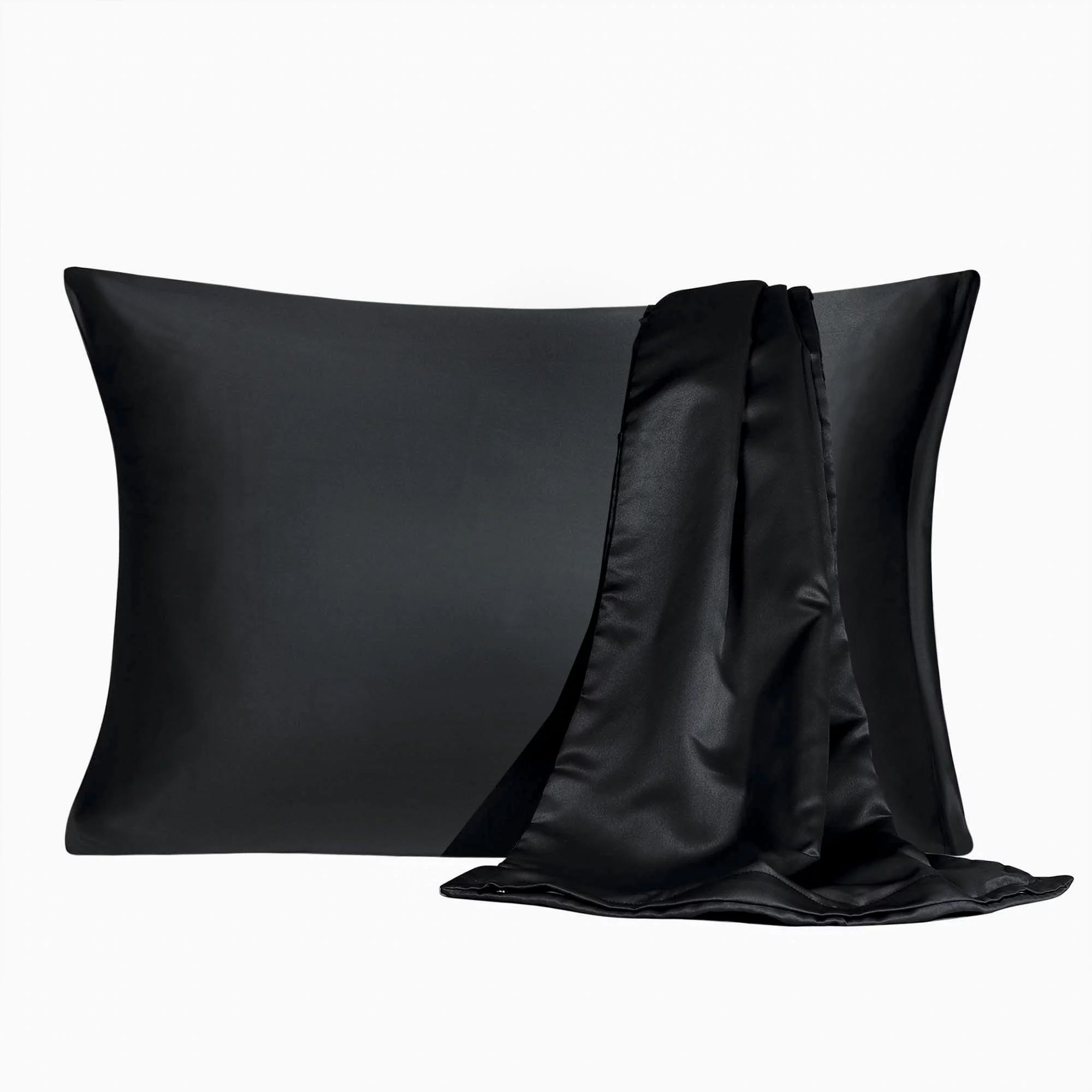 Satin Pillowcase with Zipper King Size Set of 2 Silky Sateen Pillow Cases Covers Black - Walmart.... | Walmart (US)