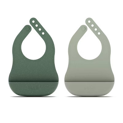Lalo 2pk Silicone Bibs - Sage | Target