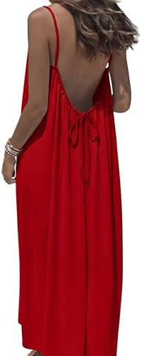 OFEEFAN Summer Dresses for Women 2026 Backless Cami Maxi Sundresses Spaghetti Strap Beach Vacatio... | Amazon (US)