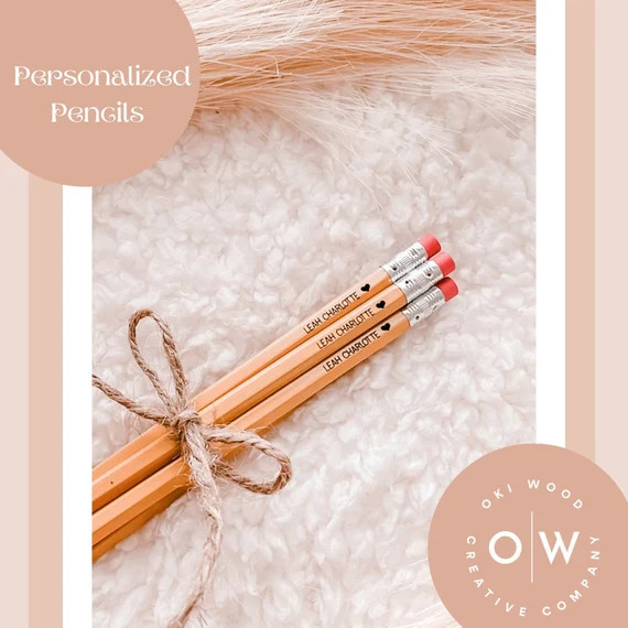 Personalized pencil set, custom pencils, engraved pencils, gift for teacher, stocking, back to sc... | Etsy (US)