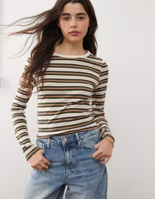 Miss Selfridge retro stripe long sleeve top | ASOS (Global)