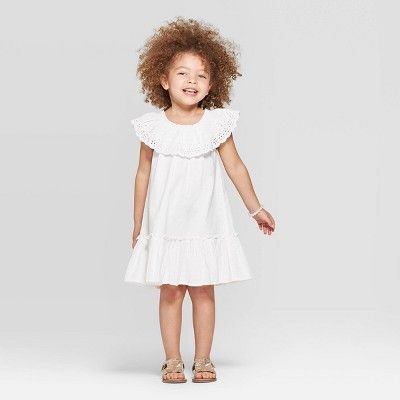 Toddler Girls' Ruffle Embroidered A-Line Dress - Cat & Jack™ White | Target