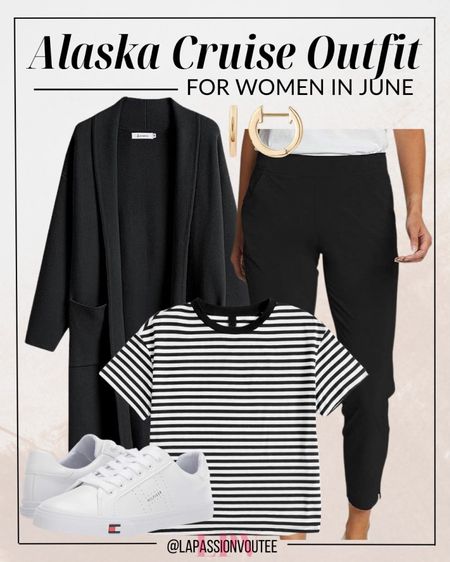 Set sail in style this June on your Alaskan adventure! Embrace the cool breeze with a chic ensemble: layer a cozy long cardigan over slim pants, pair with a casual striped tee, hoop earrings for a touch of elegance, and comfy sneakers for exploring breathtaking landscapes. Cruise-ready and oh-so-fashionable!

#LTKtravel #LTKstyletip #LTKSeasonal