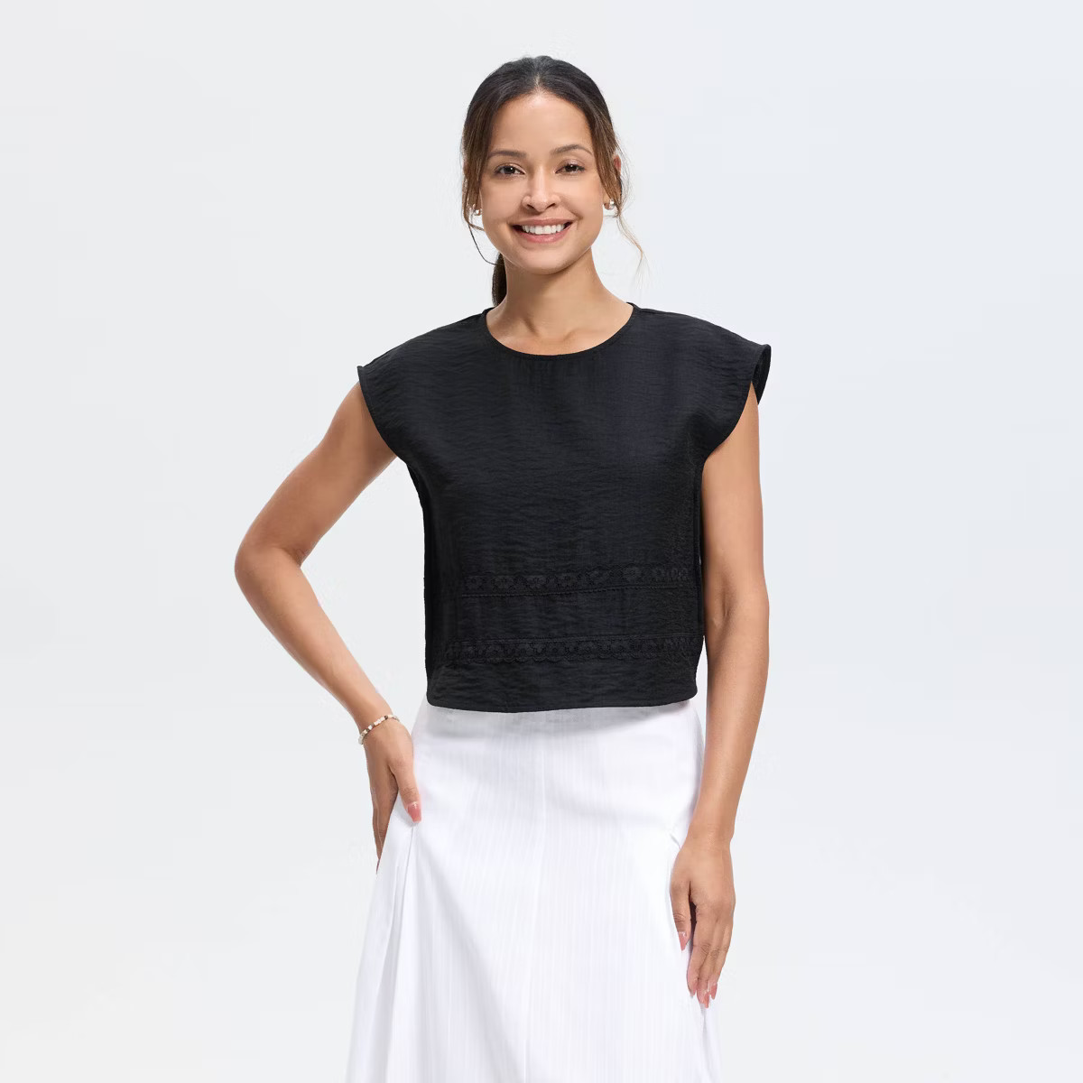 Women's Cap Sleeve Lace Trim Top - Universal Thread™ | Target