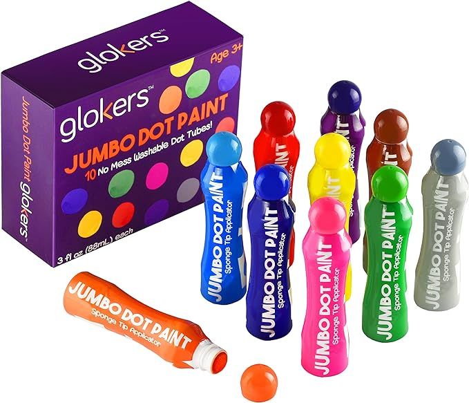 Glokers Jumbo Washable Dot Markers for Kids (10 Colors) | Washable, No Mess Preschool Daub Tubes ... | Amazon (US)
