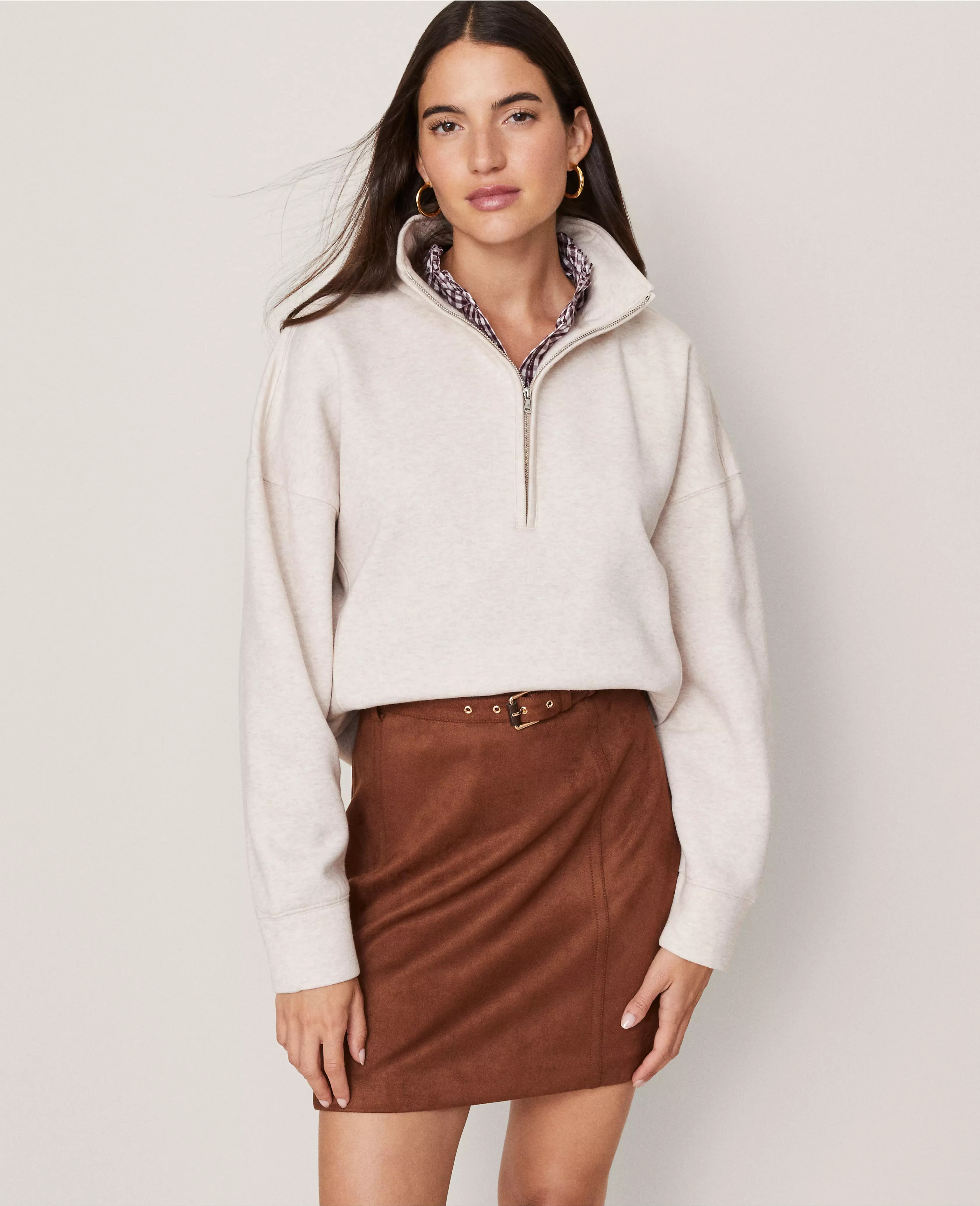 Weekend Collection Half-Zip Sweatshirt | Ann Taylor