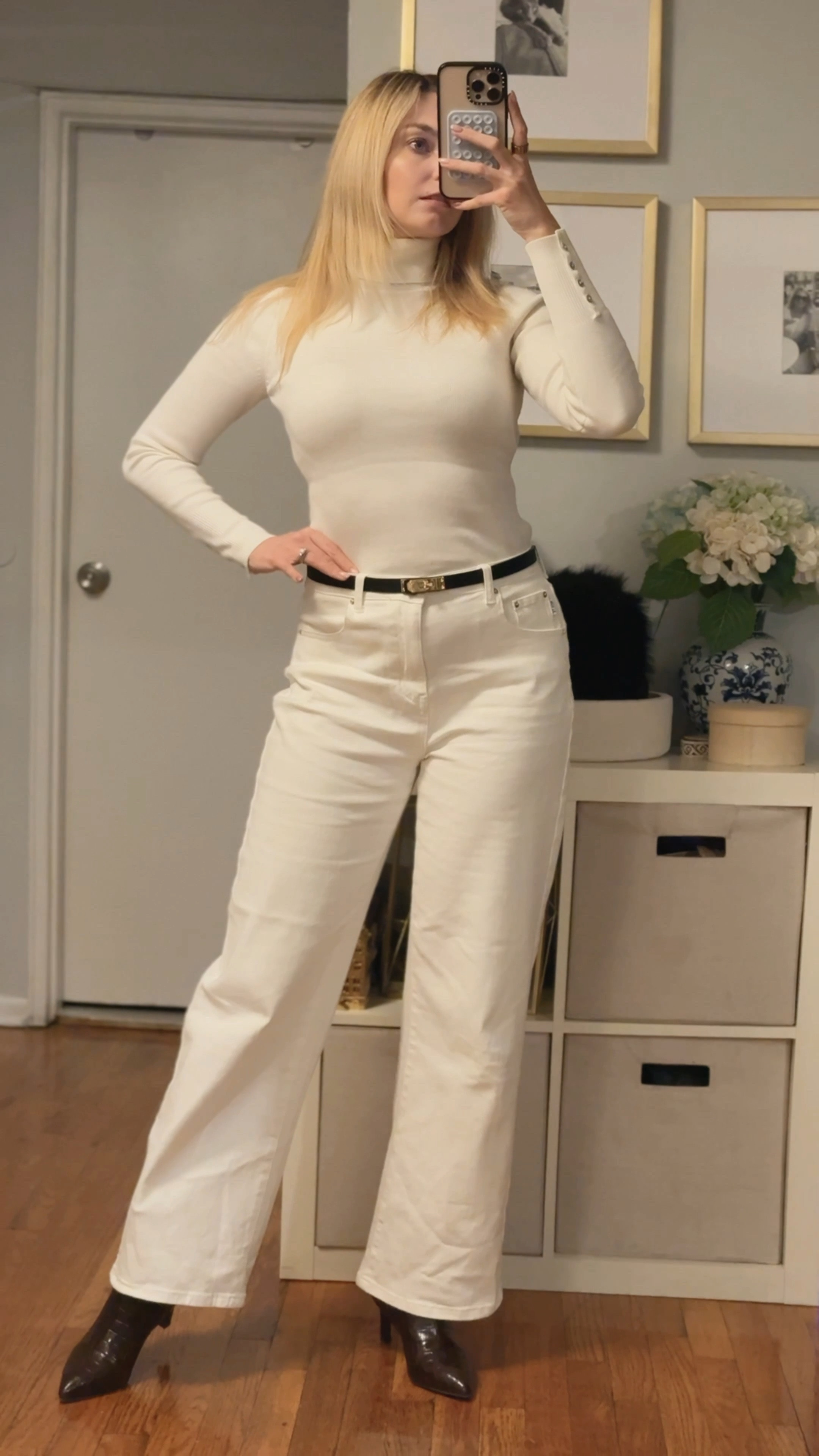 Winter outfit featuring white:
White turtleneck sweater and white pants 

Work outfit, winter workwear, brown booties, capsule wardrobe 

#LTKStyleTip #LTKWatchNow #LTKWorkwear