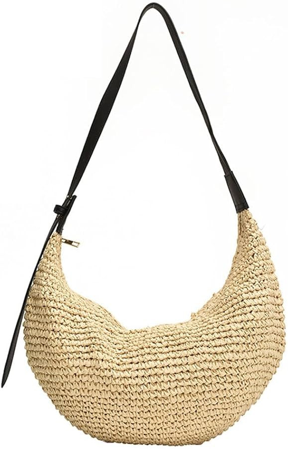 Straw Crossbody Shoulder Bag, Beach Woven Hobo Bags with Adjustable Strap, Large Capacity Straw C... | Amazon (US)