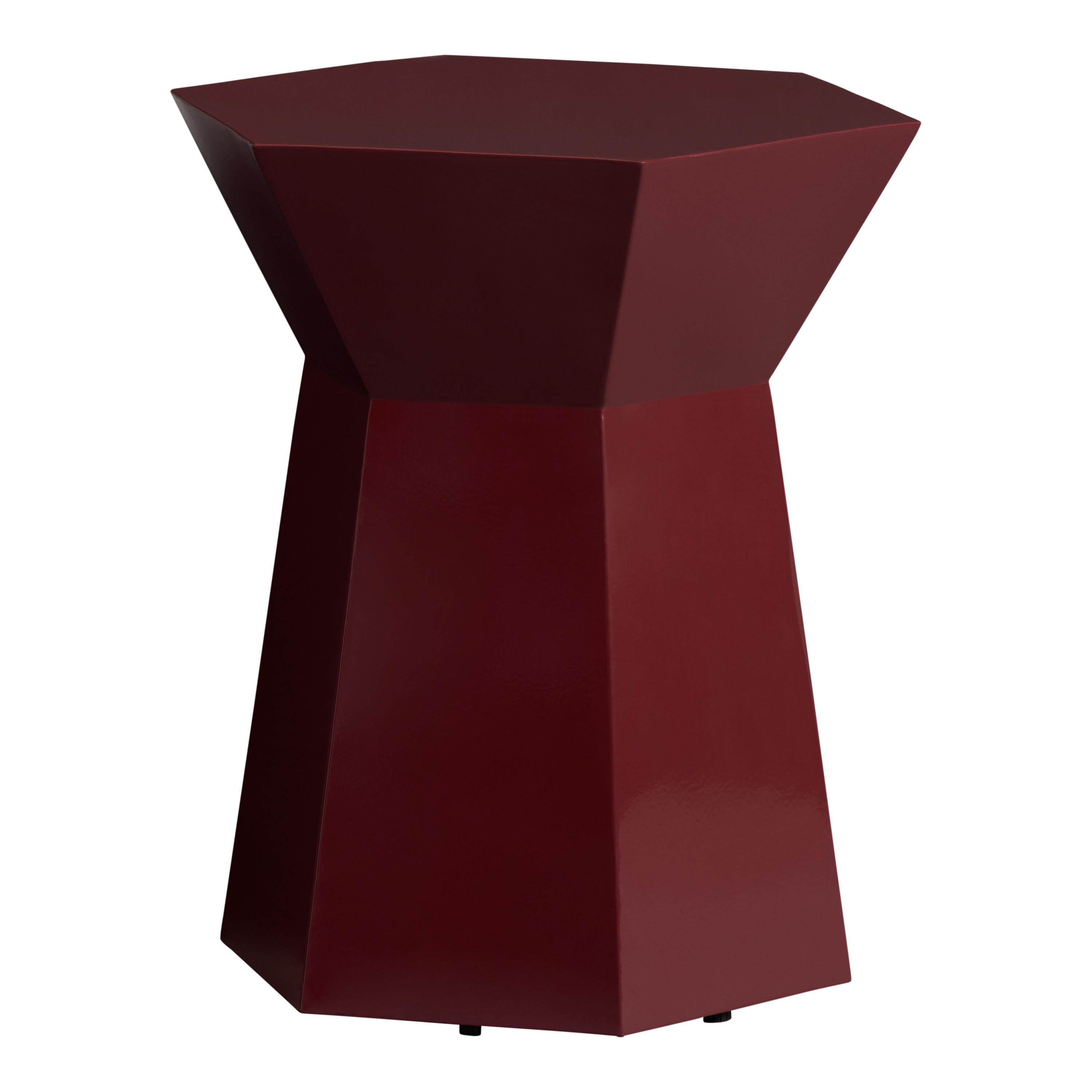 Lazar Burgundy Steel Faceted Geo Pedestal Outdoor Side Table | World Market
