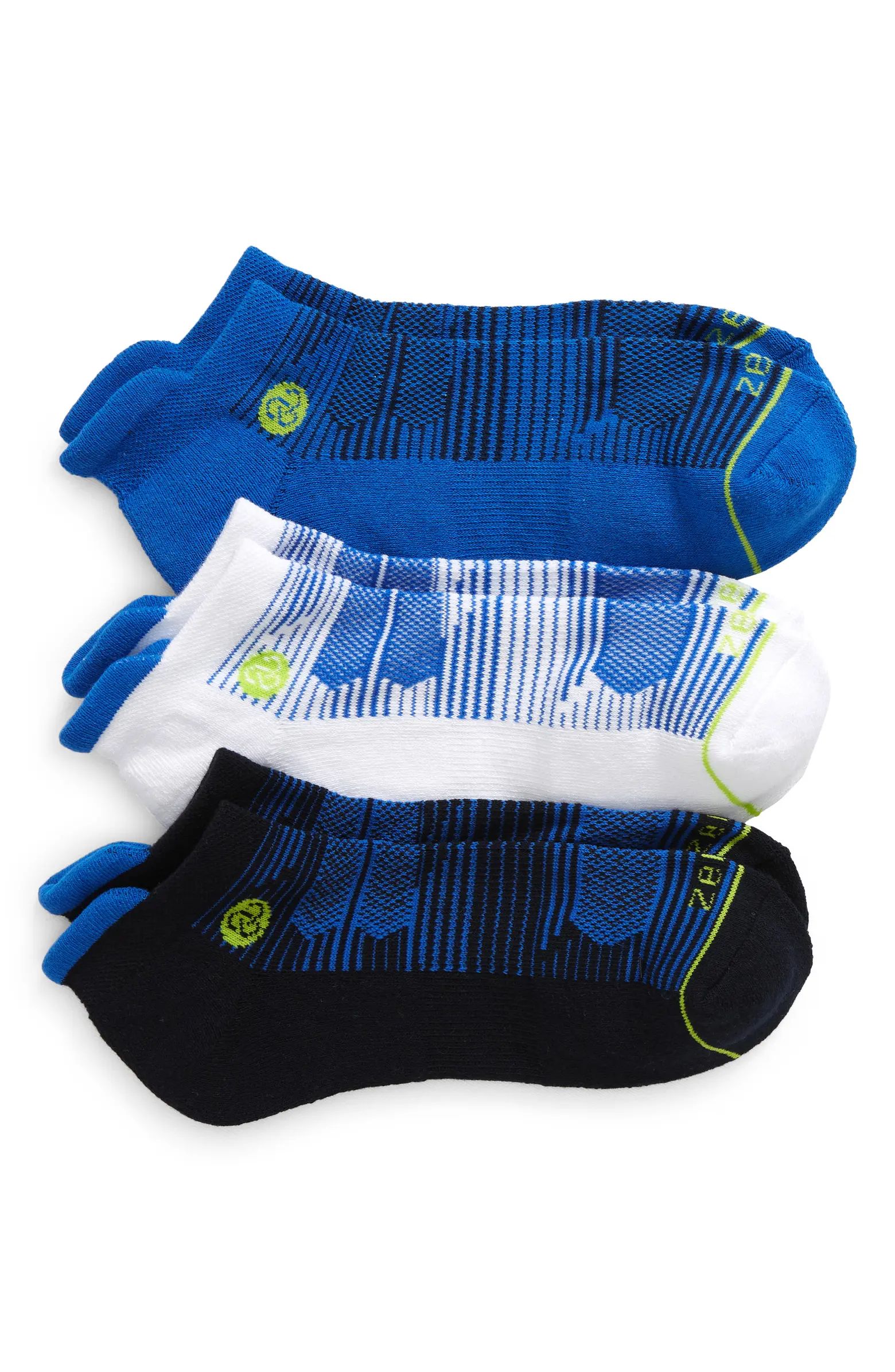 3-Pack Motion Pattern Cotton Blend Ankle Socks | Nordstrom