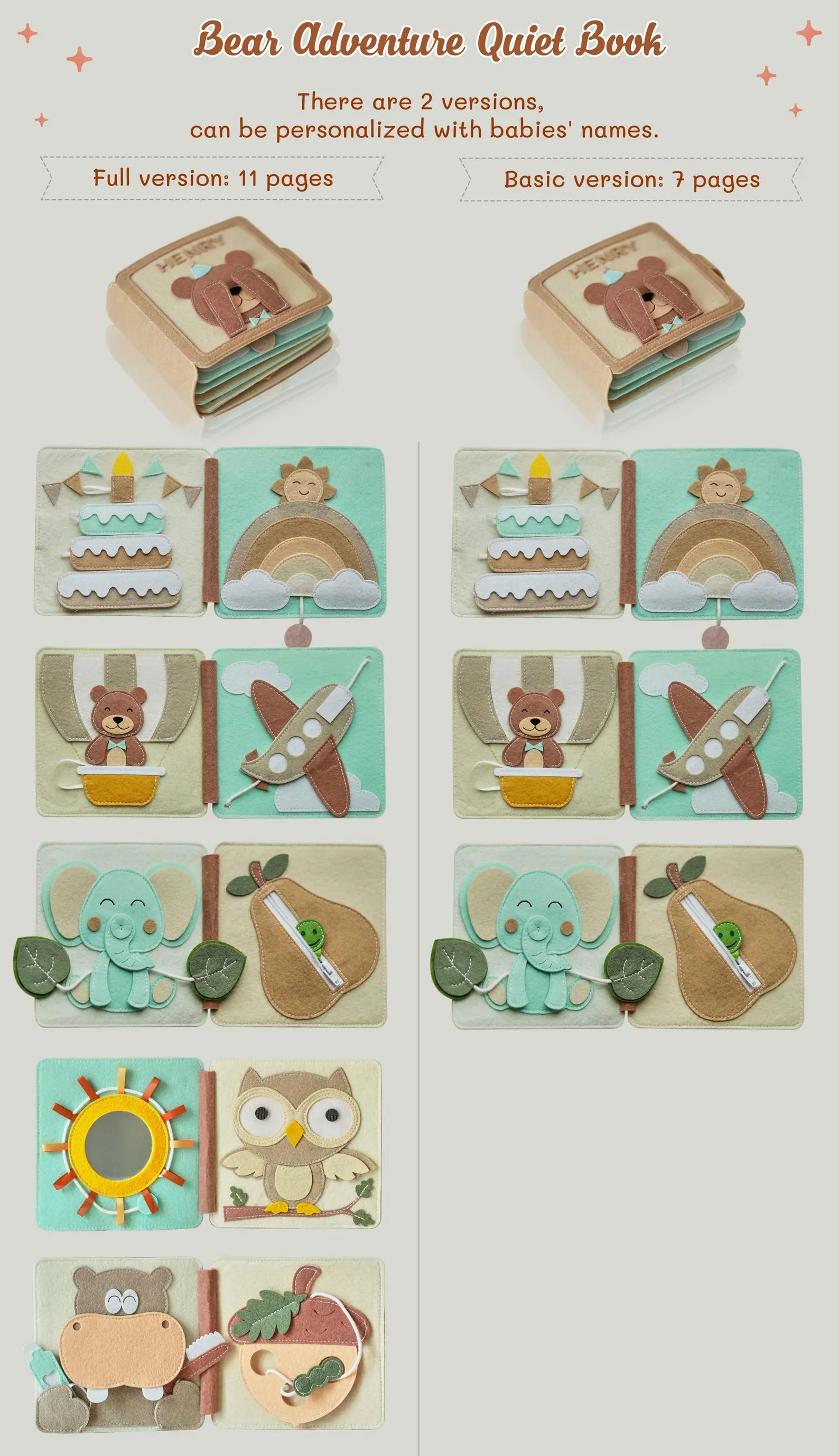 Personalized Christmas Gift for Baby Boy & Girl, Handmade Felt Quiet Book, Sensory Busy Book, Cus... | Etsy (US)