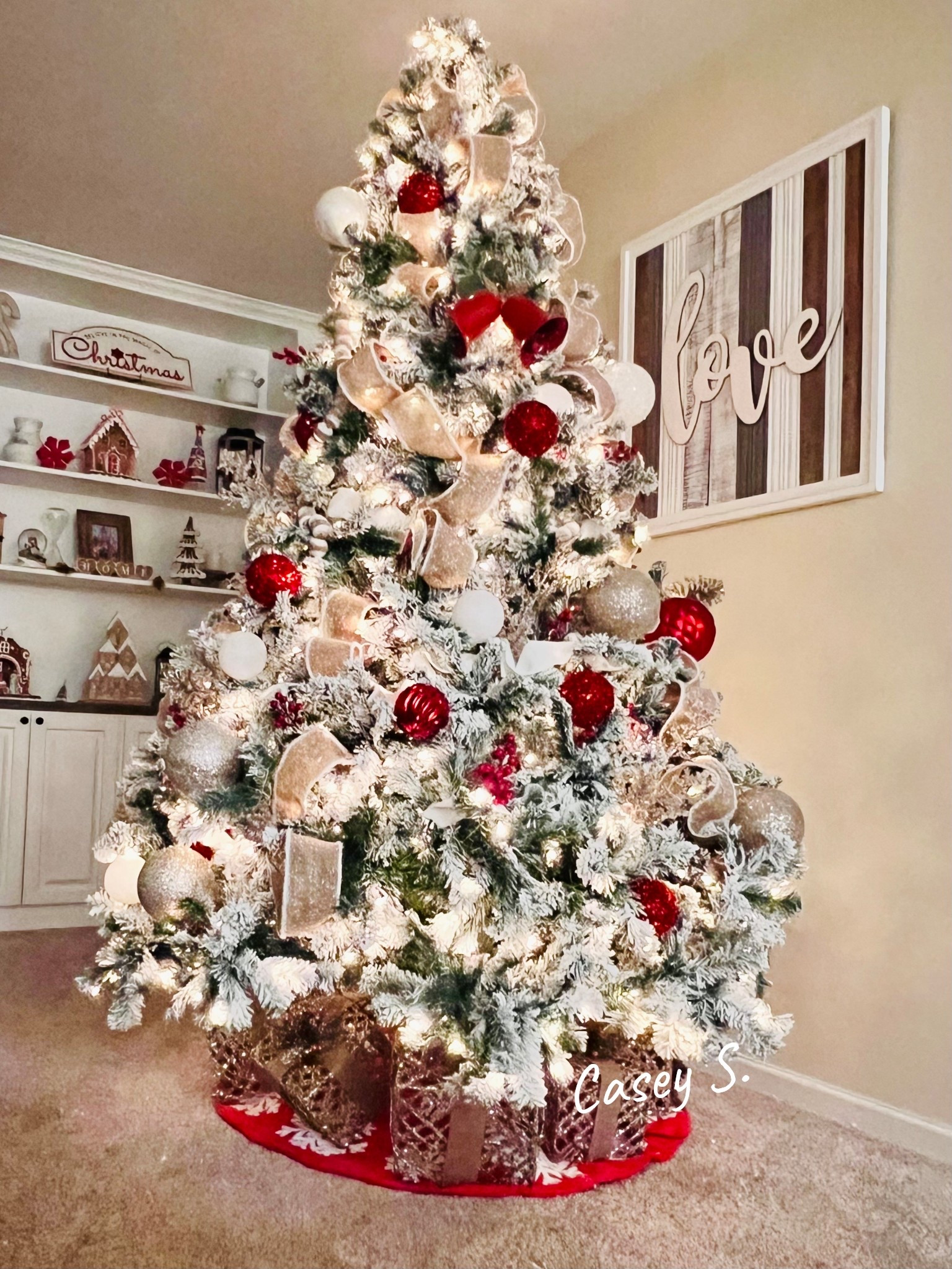 Beautiful 9ft pre-lit flocked Christmas Tree 

#LTKSeasonal
