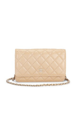 Chanel Cowhide Wallet On Chain in Beige | FWRD 