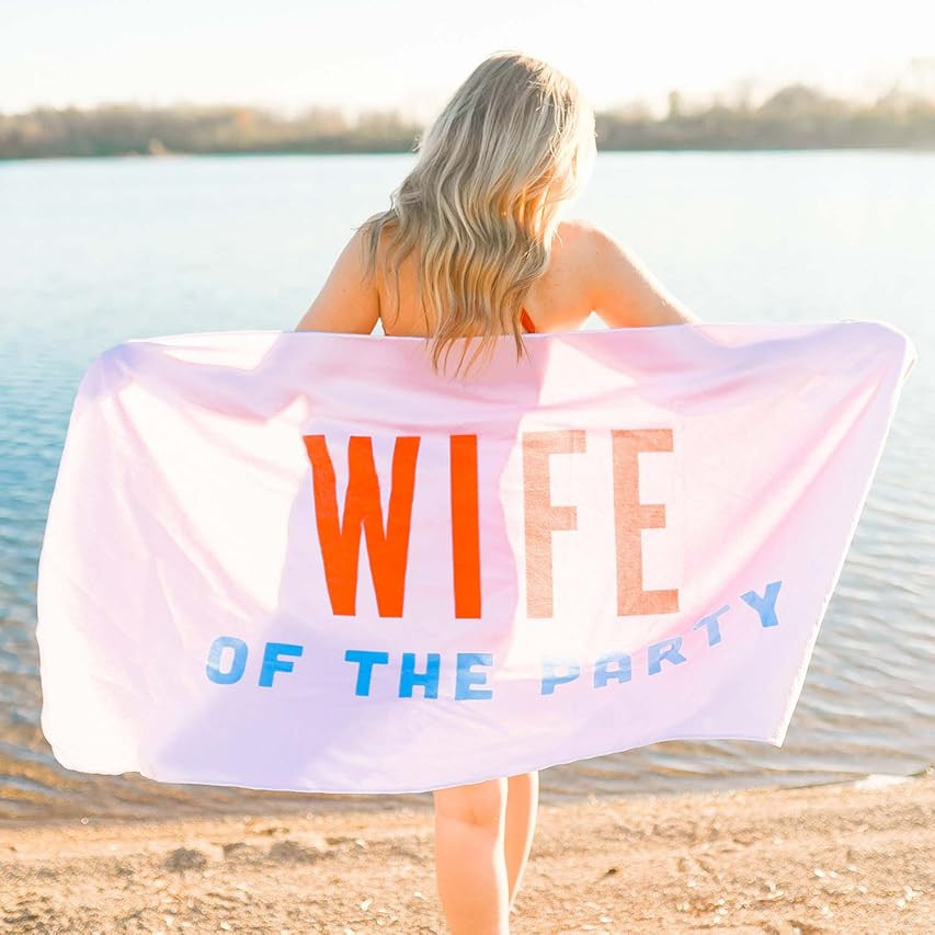Pearhead Wife of The Party Beach Towel, Bachelorette Party Decor, Bride to Be Accessory, Bachelorett | Amazon (US)