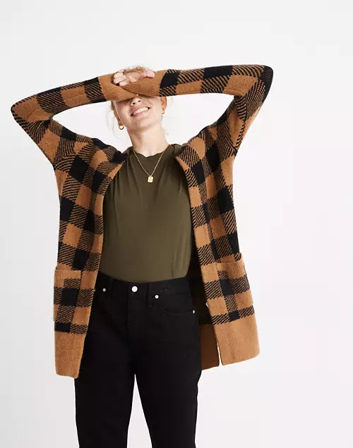Buffalo Check Kent Cardigan Sweater in Coziest Yarn | Madewell