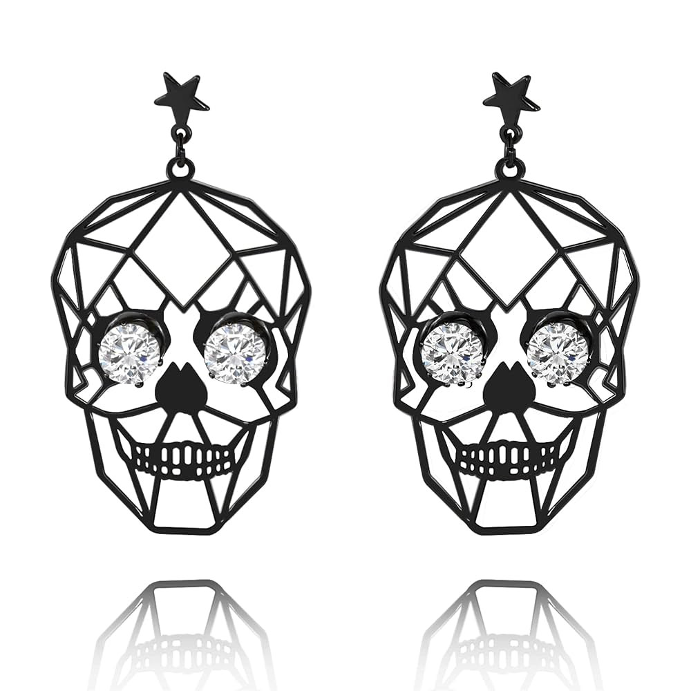 Black skull earrings women,skeleton earrings as halloween earrings for girls, goth earrings for s... | Amazon (US)