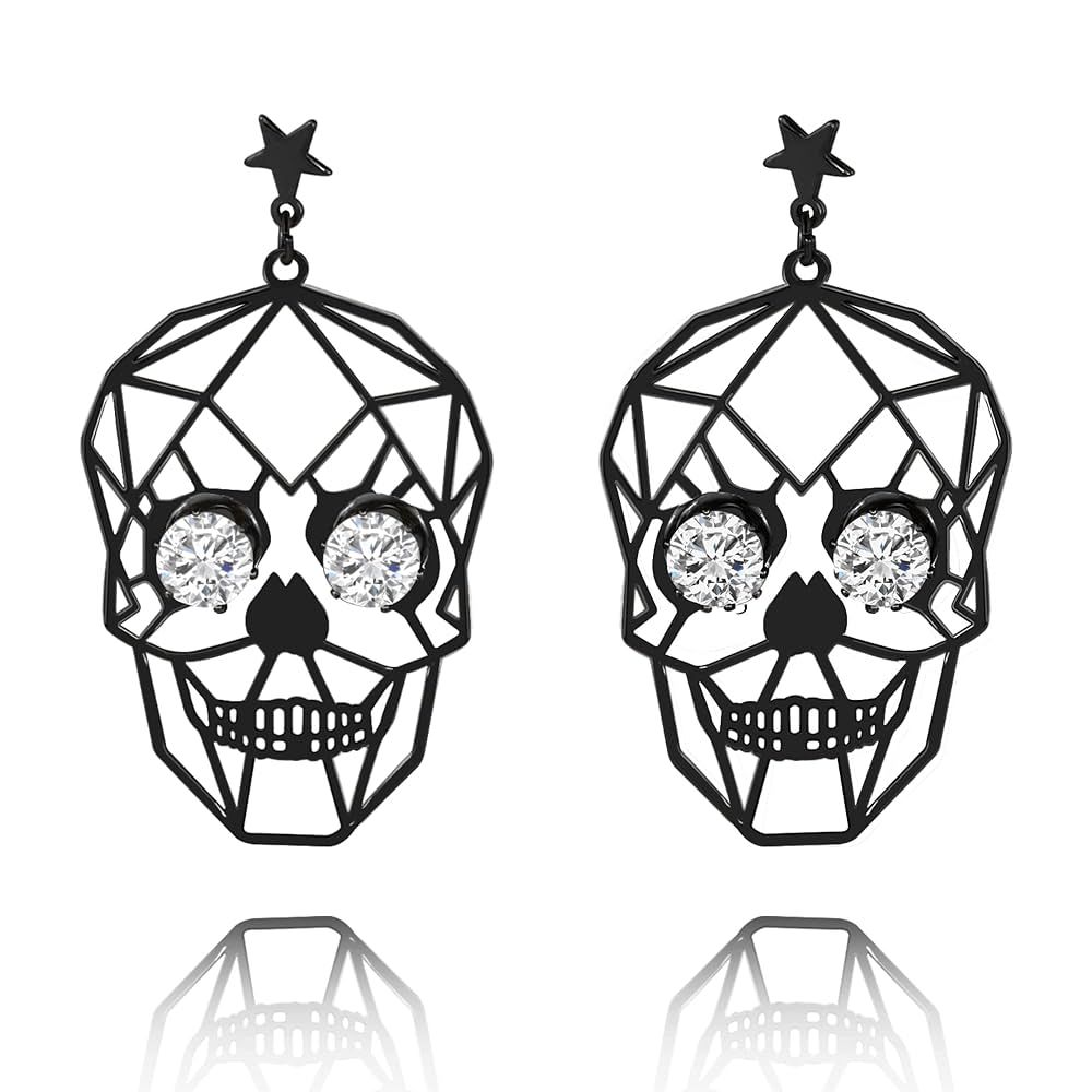 Black skull earrings women,skeleton earrings as halloween earrings for girls, goth earrings for s... | Amazon (US)