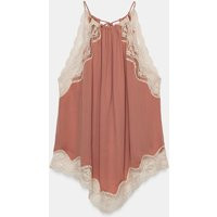 Zara - Zw Collection Lace Halter Top - Coral Pink - Xl - Woman | Zara US