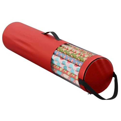 Primode Wrapping Paper Storage Bag | Wrapping Paper Organizer Under Bed for Storing Multiple Rolls of Gift Wrap, 42” Length Container Constructed of Durable 600D Oxford Material (Red) | Amazon (US)