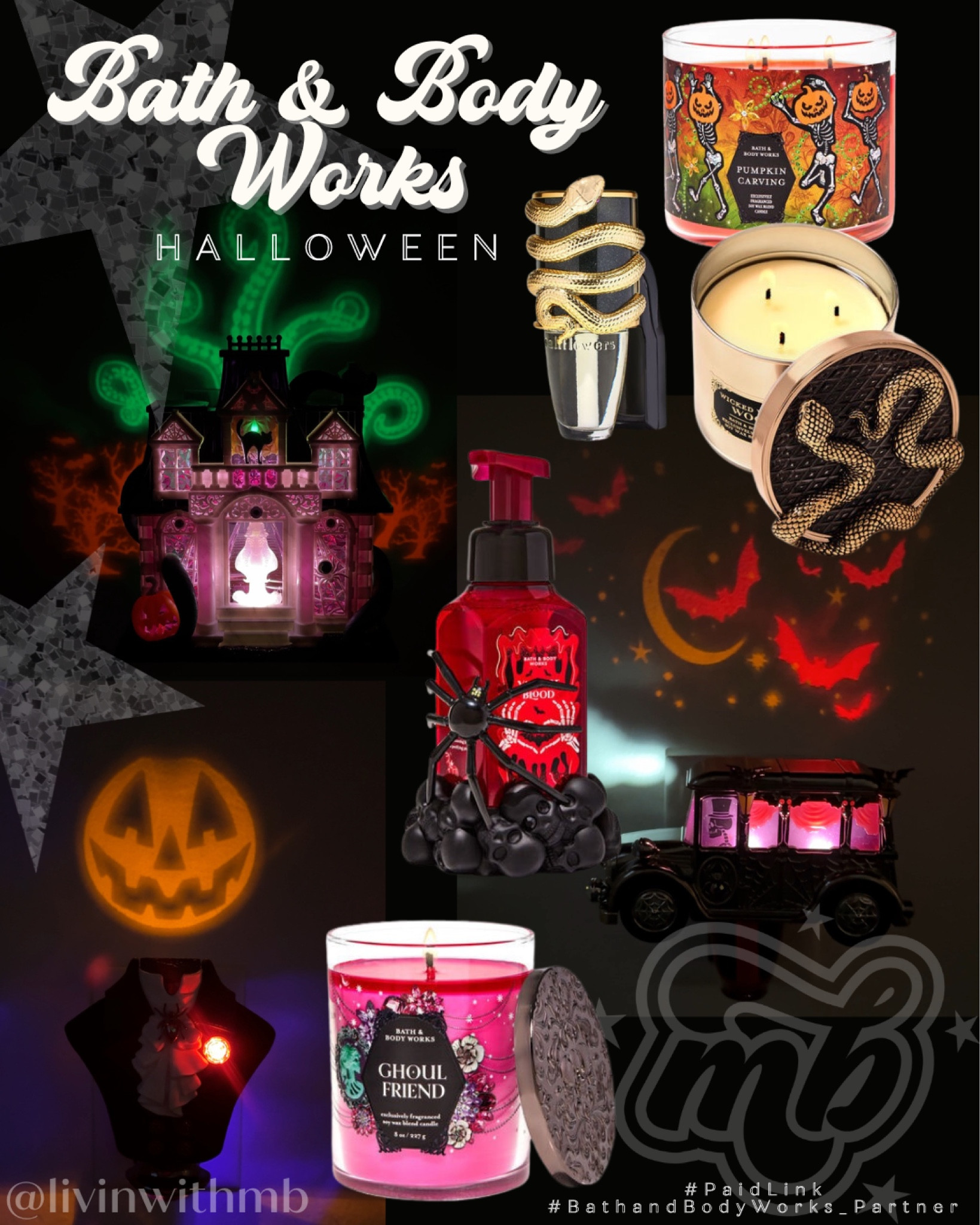 #PaidLink #BathandBodyWorks_Partner 
Can you even with Bath and Body Works’ Halloween collection?!

These Wallflower plug-ins project on the wall!! Also LOVE the Wicked Vanilla Woods candle 🤩




#LTKSeasonal #LTKHome #LTKFallSale