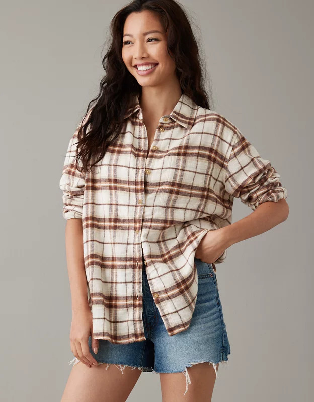 AE Oversized Plaid Flannel Shirt | American Eagle Outfitters (US & CA)