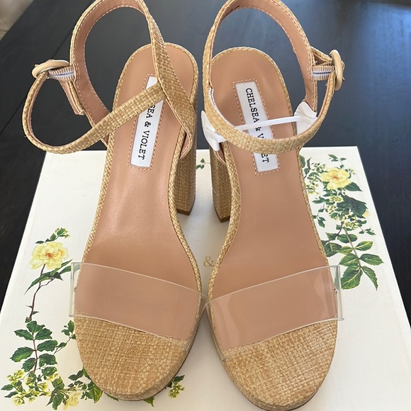 Chelsea & Violet Sonya Clear Platform with Raffia Upper. | Poshmark