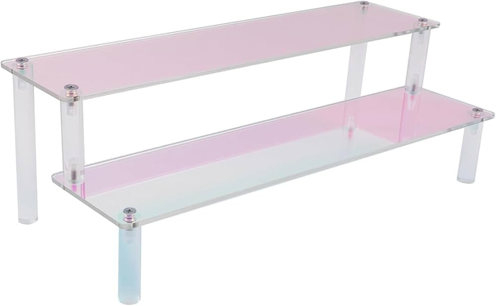 MY MIRONEY 2 Tier Acrylic Riser Display Shelf Iridescent Display Stand Figurines Decoration Organ... | Amazon (US)