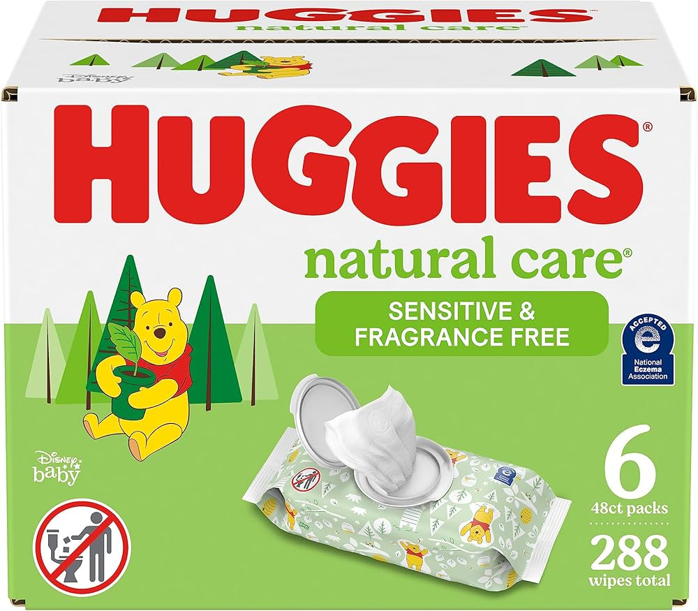 Huggies Natural Care Sensitive Baby Wipes, Unscented, Hypoallergenic, 6 Flip-Top Packs (288 Wipes... | Amazon (US)