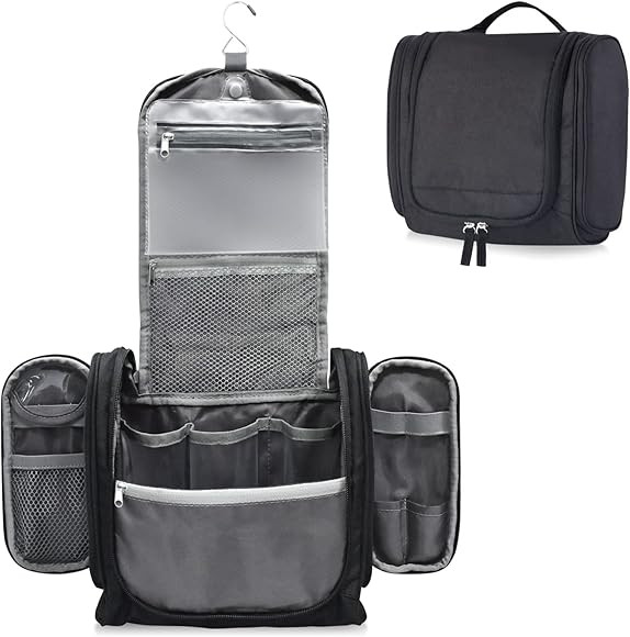 Amazon.com: Toiletry Bag for Women and Men, Water-resistant Travel Makeup Bag with Hanging Hook, ... | Amazon (US)
