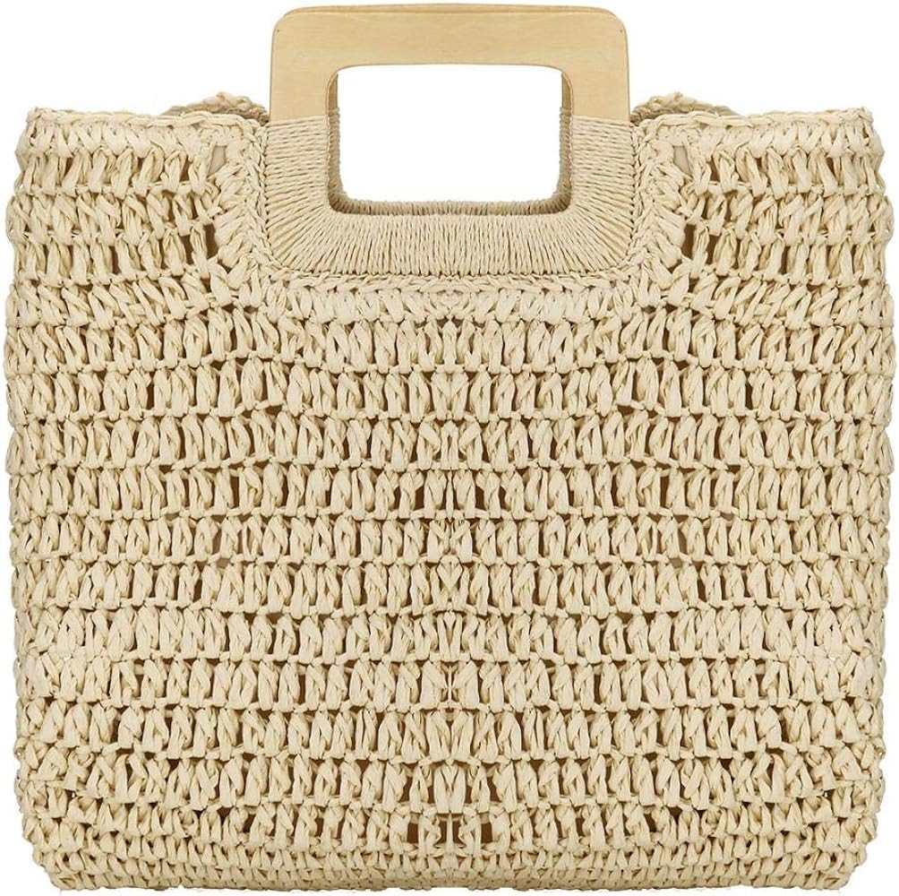 YYW Straw Tote Bag Women Hand Woven Large Casual Handbags Hobo Straw Beach Bag with Lining Pocket... | Amazon (US)