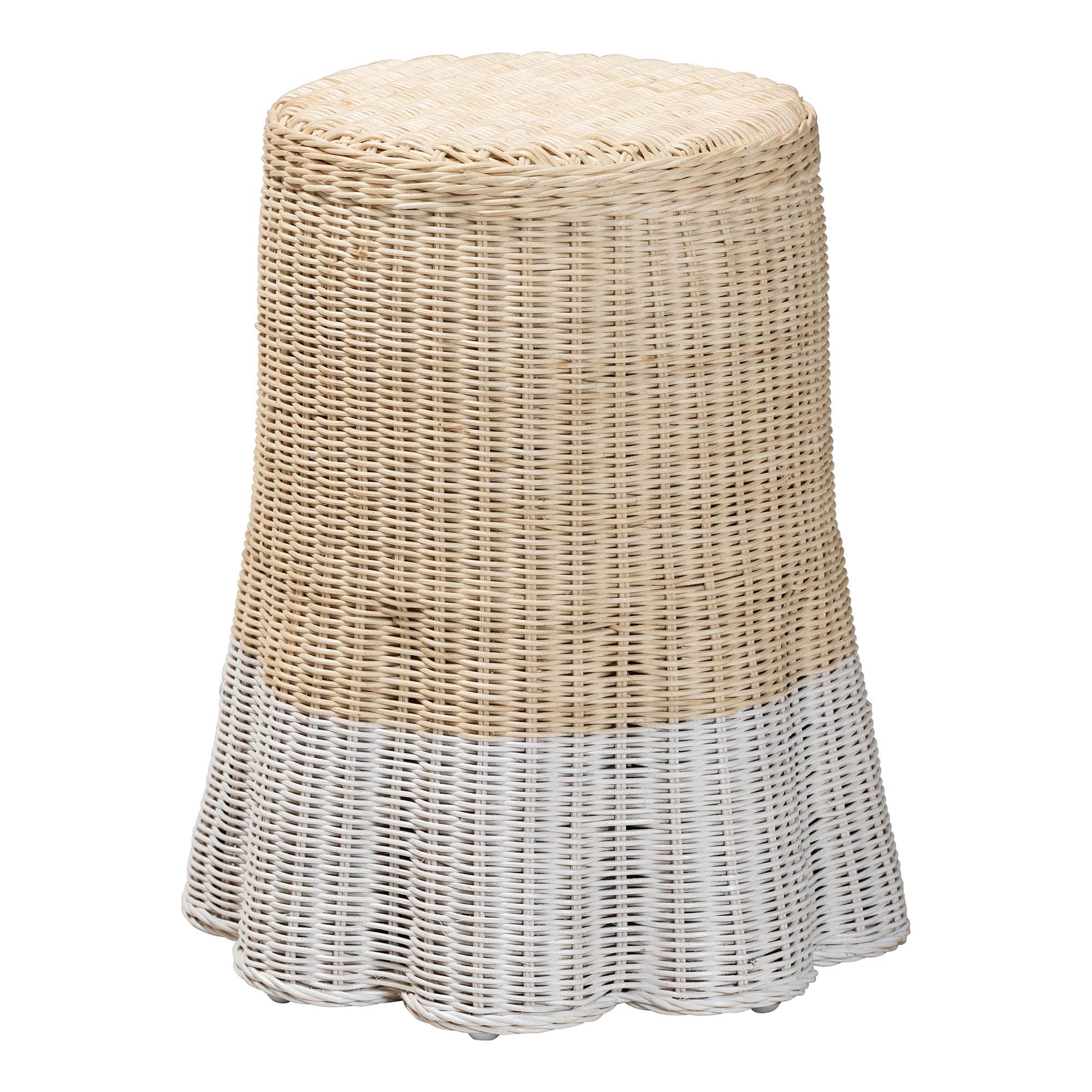 Bali & pari Sarna Natural Rattan End Table - Handwoven Wicker Accent Table with Scalloped Base an... | Amazon (US)