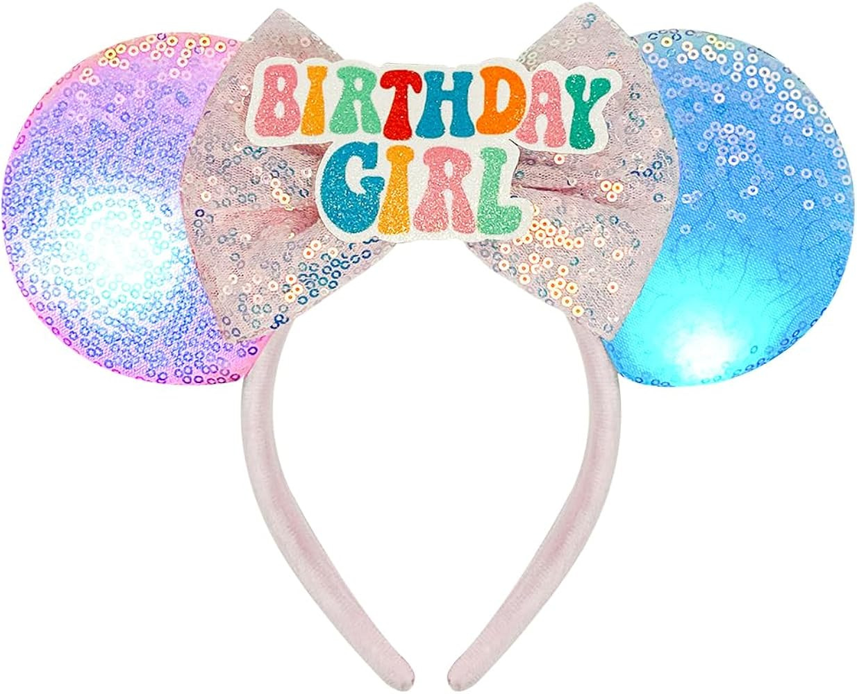 2 PCS Mouse Ears Headbands with LED Light Sequin Headbands Park Ears for Party Favors Cosplay Acc... | Amazon (US)
