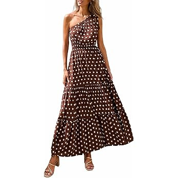Amazon.com: PRETTYGARDEN Women's Summer Floral One Shoulder Maxi Dress Knot Ruffle Boho Beach Vac... | Amazon (US)
