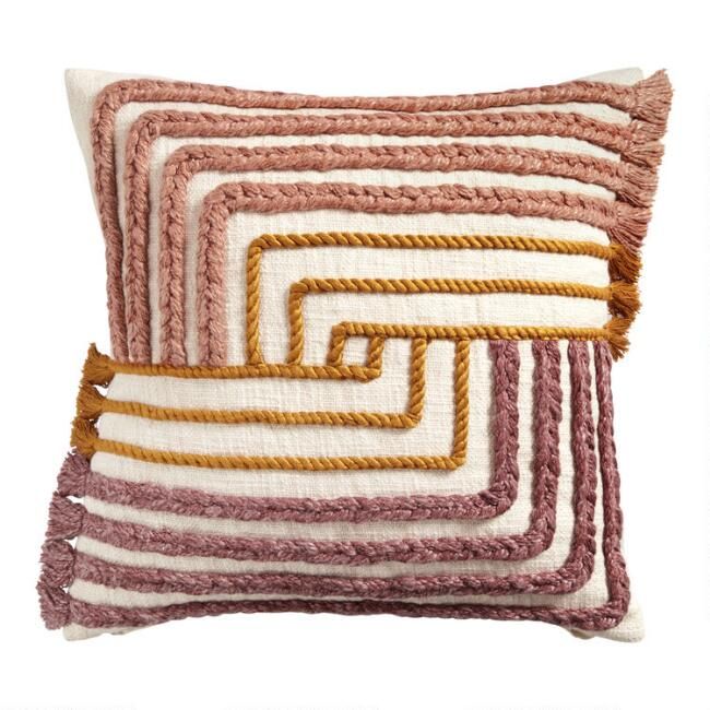 Warm Multicolor Geo Tufted Throw Pillow | World Market