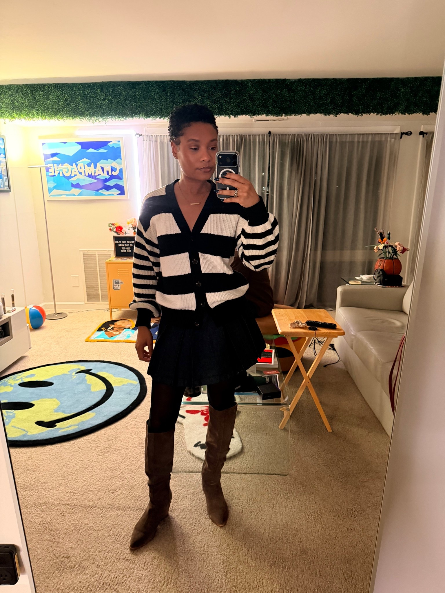 Such an easy look! 
Sweater: small
Skirt: 6
Boots: 9

#LTKdayinmylife #LTKootd #LTKPetite