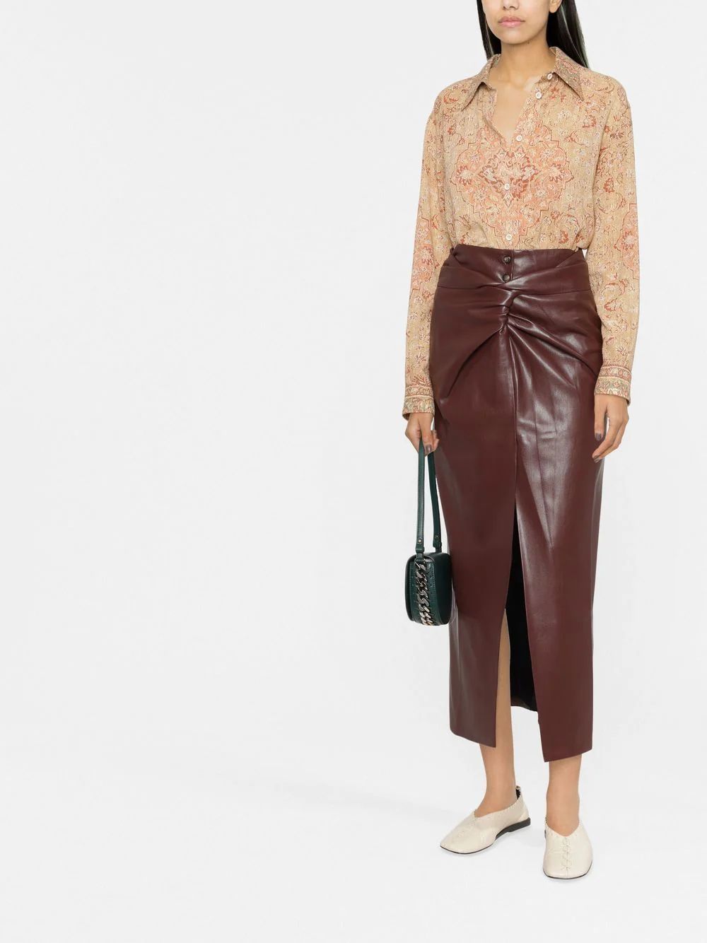 Nanushka twist-front faux-leather Wrap Skirt - Farfetch | Farfetch Global
