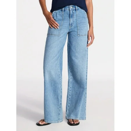 Time and Tru Women's Wide Leg Utility Trousers, 31" Inseam, Sizes 0-20 | Walmart (US)